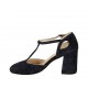 Zapato abierto para mujer con cinturon en gamuza azul tacon 7 - Tallas disponibles:  42, 43