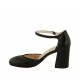 Woman's open shoe with strap in black leather heel 7 - Available sizes:  34, 42, 43, 44