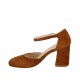Scarpa aperta da donna con cinturino in camoscio color cuoio tacco 7 - Misure disponibili: 32, 34, 42, 43, 44, 45