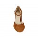 Scarpa aperta da donna con cinturino in camoscio color cuoio tacco 7 - Misure disponibili: 32, 34, 42, 43, 44, 45