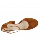 Scarpa aperta da donna con cinturino in camoscio color cuoio tacco 7 - Misure disponibili: 32, 34, 42, 43, 44, 45