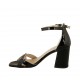Scarpa aperta da donna in vernice nera con cinturino tacco 7 - Misure disponibili: 32, 33, 34, 42, 43, 44, 45