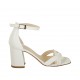 Scarpa aperta da donna in vernice bianca con cinturino tacco 7 - Misure disponibili: 33, 34, 42, 43, 44, 45