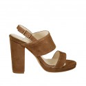 Sandale avec plateforme pour femmes en daim marron terre talon 10