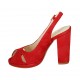 Sandalia con cinturon y plataforma para mujer en gamuza roja tacon 10 - Tallas disponibles:  32, 33, 34, 42