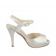 Sandalo da donna con cinturino e plateau in pelle laminata argento tacco 9 - Misure disponibili: 32, 33, 34, 42, 43, 44, 45, 46, 47