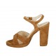 Sandalo da donna con plateau e cinturino in camoscio cuoio tacco 10 - Misure disponibili: 32, 33, 34, 42, 43, 44, 45, 46