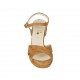 Sandalo da donna con plateau e cinturino in camoscio cuoio tacco 10 - Misure disponibili: 32, 33, 34, 42, 43, 44, 45, 46