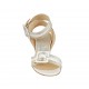 Woman's sandal in white, silver and platinum laminated leather with buckles heel 5 - Available sizes:  32, 33, 34, 42, 43, 44, 46