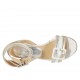 Woman's sandal in white, silver and platinum laminated leather with buckles heel 5 - Available sizes:  32, 33, 34, 42, 43, 44, 46