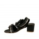 Woman's sandal in black suede and leather and lead grey laminated leather with buckles heel 5 - Available sizes:  32, 33, 42, 43, 44, 45, 46