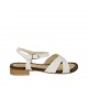 Woman's strap sandal in white leather heel 2 - Available sizes:  33, 34, 42, 43, 46, 47