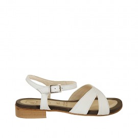 Woman's strap sandal in white leather heel 2 - Available sizes:  33, 34, 42, 43, 46, 47