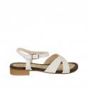 Woman's strap sandal in white leather heel 2