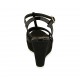 Woman's T-strap sandal in black patent leather and fabric with platform and wedge heel 9 - Available sizes:  31, 33, 34