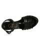 Sandalo da donna in vernice e tessuto nero con cinturino charleston, plateau e zeppa 9 - Misure disponibili: 31, 33, 34