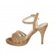 Sandalia para mujeres con plataforma y cinturon en gamuza beis arena tacon 9 - Tallas disponibles:  32, 33, 34, 42, 43, 44, 45, 46