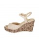 Sandalo da donna in pelle nude e tessuto intrecciato con cinturino, plateau e zeppa 9 - Misure disponibili: 32, 33, 34