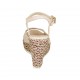 Sandalo da donna in pelle nude e tessuto intrecciato con cinturino, plateau e zeppa 9 - Misure disponibili: 32, 33, 34