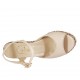 Sandale pour femmes en cuir nue et tissu tressé avec courroie, plateforme et talon compensé 9 - Pointures disponibles:  34