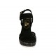 Sandalia para mujer en gamuza y tejido negro con plataforma y cuña 9 - Tallas disponibles:  32, 34