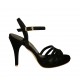 Sandale pour femmes en daim noir avec courroie, plateforme et talon 10 - Pointures disponibles:  32, 33, 34, 42, 44, 47
