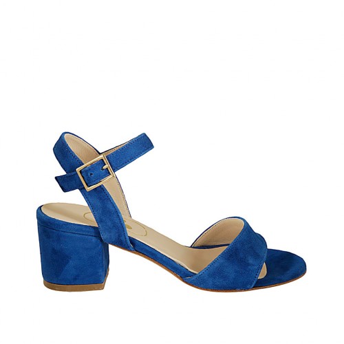 Sandale pour femmes avec courroie en daim bleuet talon 5 - Pointures disponibles:  32, 42, 43, 44, 45