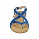 Sandale entredoigt pour femmes avec courroies croiseés en daim bleuet talon 1 - Pointures disponibles:  33, 42