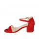 Woman's open shoe in red suede with strap heel 5 - Available sizes:  34, 42, 43