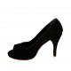 Zapato de salon abierto en punta con plataforma para mujer en gamuza de color negro y con tacon 9 - Tallas disponibles:  33, 34, 42