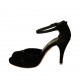 Scarpa aperta da donna con cinturino e plateau in camoscio nero tacco 9 - Misure disponibili: 32, 33, 34, 42, 45