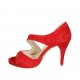 Escarpin à bout ouvert pour femmes en daim rouge talon 9 - Pointures disponibles:  32, 33, 34, 42, 43, 45