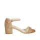 Scarpa aperta da donna in camoscio beige con cinturino tacco 5 - Misure disponibili: 32, 33, 34, 42, 43, 44, 45