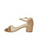 Scarpa aperta da donna in camoscio beige con cinturino tacco 5 - Misure disponibili: 32, 33, 34, 42, 43, 44, 45