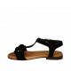 Sandale pour femmes avec courroie et fleurs en daim noir talon 1 - Pointures disponibles:  33, 34, 42, 43