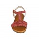 Sandale pour femmes avec courroie et fleurs en daim de couleur prune talon 1 - Pointures disponibles:  33, 43, 44, 46