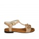 Sandalo da donna con cinturino e fiori in camoscio beige tacco 1 - Misure disponibili: 33, 34, 42, 43, 44, 45, 46