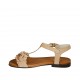 Sandalo da donna con cinturino e fiori in camoscio beige tacco 1 - Misure disponibili: 33, 34, 42, 43, 44, 45, 46