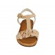 Sandalo da donna con cinturino e fiori in camoscio beige tacco 1 - Misure disponibili: 33, 34, 42, 43, 44, 45, 46