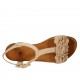 Sandalia con cinturon y flores para mujer en gamuza beis tacon 1 - Tallas disponibles:  42, 43, 44