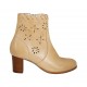 Botines para mujer con cremallera en piel y piel perforada beis tacon 6 - Tallas disponibles:  32, 33, 34, 42, 43, 44, 45, 46
