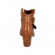 Botin para mujer con cremallera y hebillas en piel y piel perforada color cuero tacon 6 - Tallas disponibles:  32, 33, 34, 43, 44