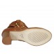 Botin para mujer con cremallera y hebillas en piel y piel perforada color cuero tacon 6 - Tallas disponibles:  32, 33, 34, 43, 44