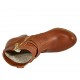 Bottines pour femmes avec fermeture éclair et boucles en cuir et cuir perforé brun clair avec talon 6 - Pointures disponibles:  32, 33, 34, 43, 44