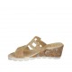 Sabot aperto con strass in camoscio beige e pelle stampata zeppa 5 - Misure disponibili: 42, 43