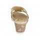 Sabot aperto con strass in camoscio beige e pelle stampata zeppa 5 - Misure disponibili: 42, 43