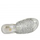 Mule ouvert pour femmes avec plateforme en daim gris et cuir lamé perforé argent talon compensé 9 - Pointures disponibles:  31, 33, 34, 42