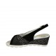 Sandalo da donna in pelle, camoscio e camoscio stampato nero zeppa 5 - Misure disponibili: 31, 32, 33, 34, 42, 43, 44, 45