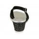 Sandalia para mujer en piel, gamuza y gamuza estampada negra cuña 5 - Tallas disponibles:  31, 32, 33, 34, 44, 45