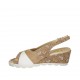 Sandalo da donna in pelle bianca, pelle stampata e camoscio beige zeppa 5 - Misure disponibili: 31, 32, 33, 34, 42, 43, 44, 45